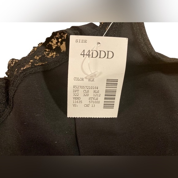 CATHERINES Bra 44DDD Solid Black Cotton Lace Trimmed Cups Never Worn NWT - Picture 4 of 12